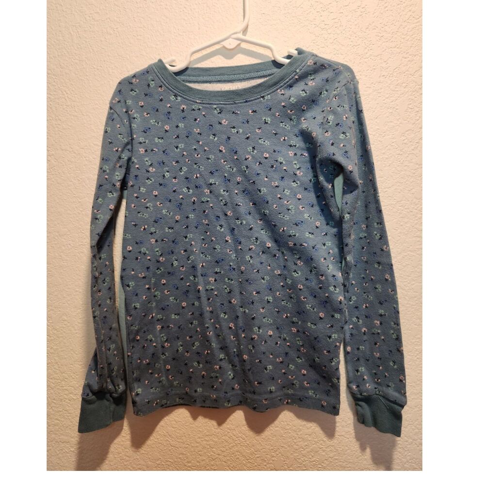 Carter's Girls Long Sleeve Blue Floral 100% Cotton T-Shirt Size 8/8A